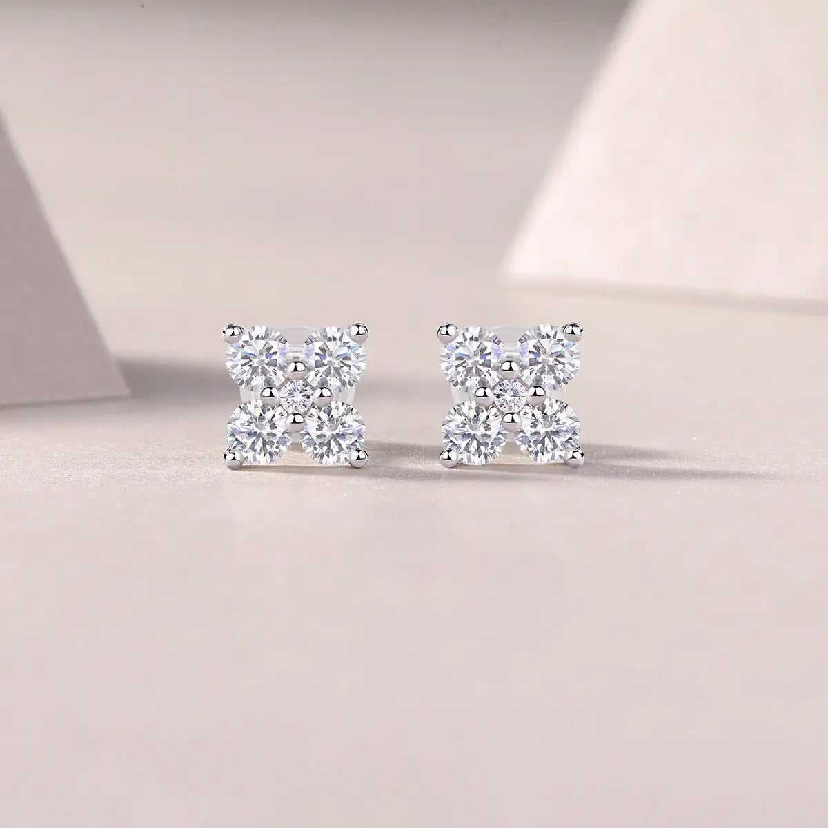 1Sweetheart French - Diamond Jewelry with Moissanite S925 Sterling Silver and Platinum-Plated Stud Earrings 