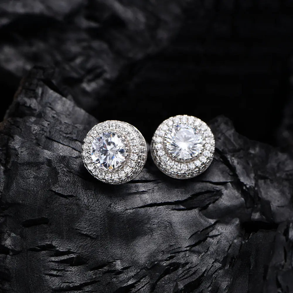 Pair Hip Hop Wedding Zircon Stud Earrings