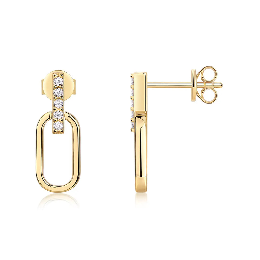 Aloof – Moissanite Luxury & Fashionable Silver Stud Earrings, S925 Gold Plated NP Collection