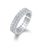 Multi-Row Diamond Moissanite Silver Ring 