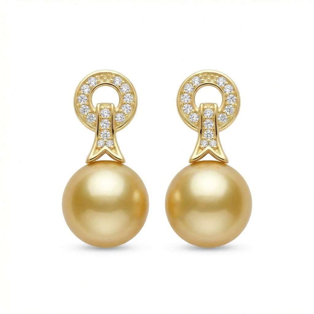 925 Sterling Silver Elegant South Sea Pearl Drop Earrings Featuring Shimmering CZ Accents and a Timeless Design