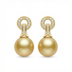 925 Sterling Silver Elegant South Sea Pearl Drop Earrings Featuring Shimmering CZ Accents and a Timeless Design