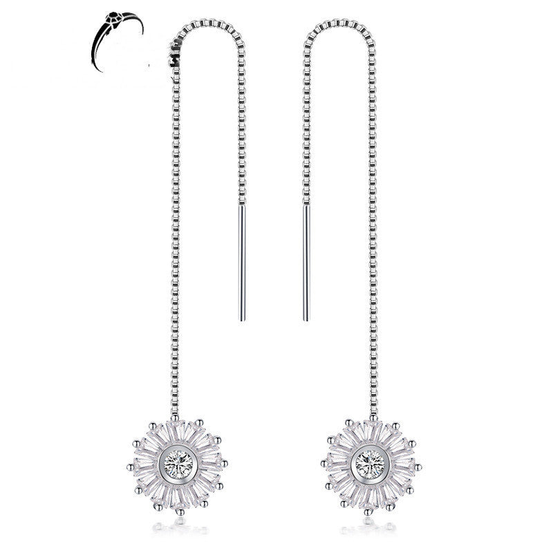 Diamond Christmas Snowflake Tassel Earrings