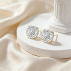 925 Sterling Silver Elegant Asscher Cut Brilliant Gemstone Stud Earrings in Polished Metal Setting