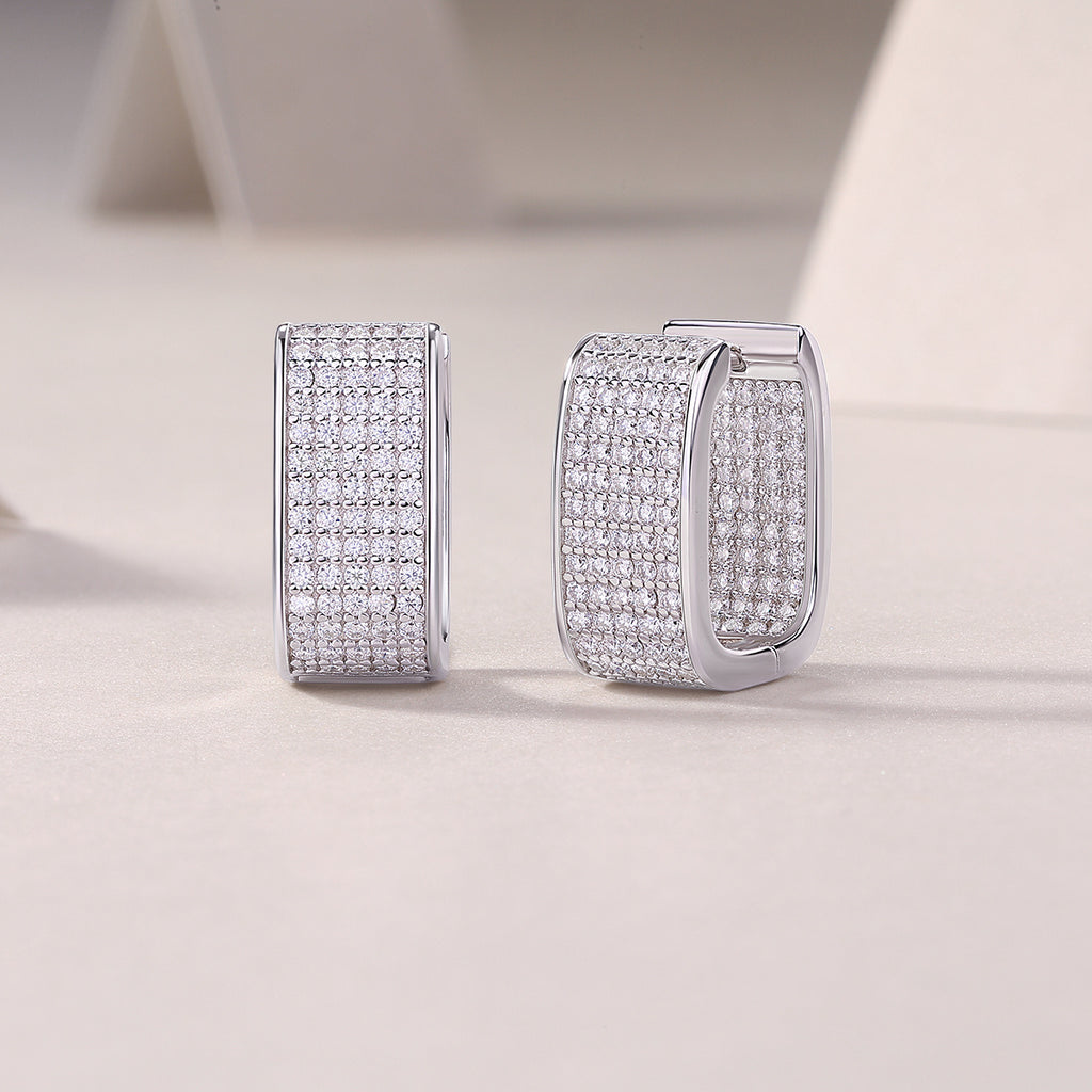 Diamond Earrings Stud Set With Mosan Diamond Silver