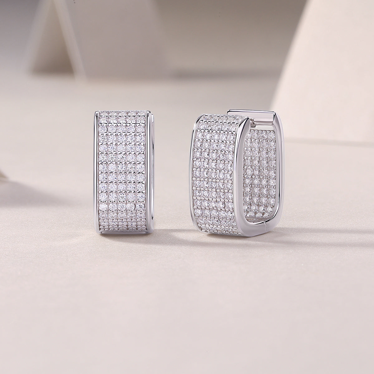 Diamond Earrings Stud Set With Mosan Diamond Silver