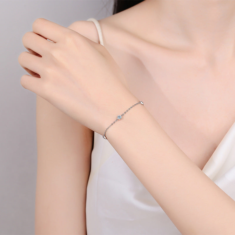 Sterling Silver Moissanite Simple Elegant Bracelet