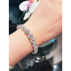 S925 Sterling Silver Bracelet Full Diamond Heart-shaped Bracelet