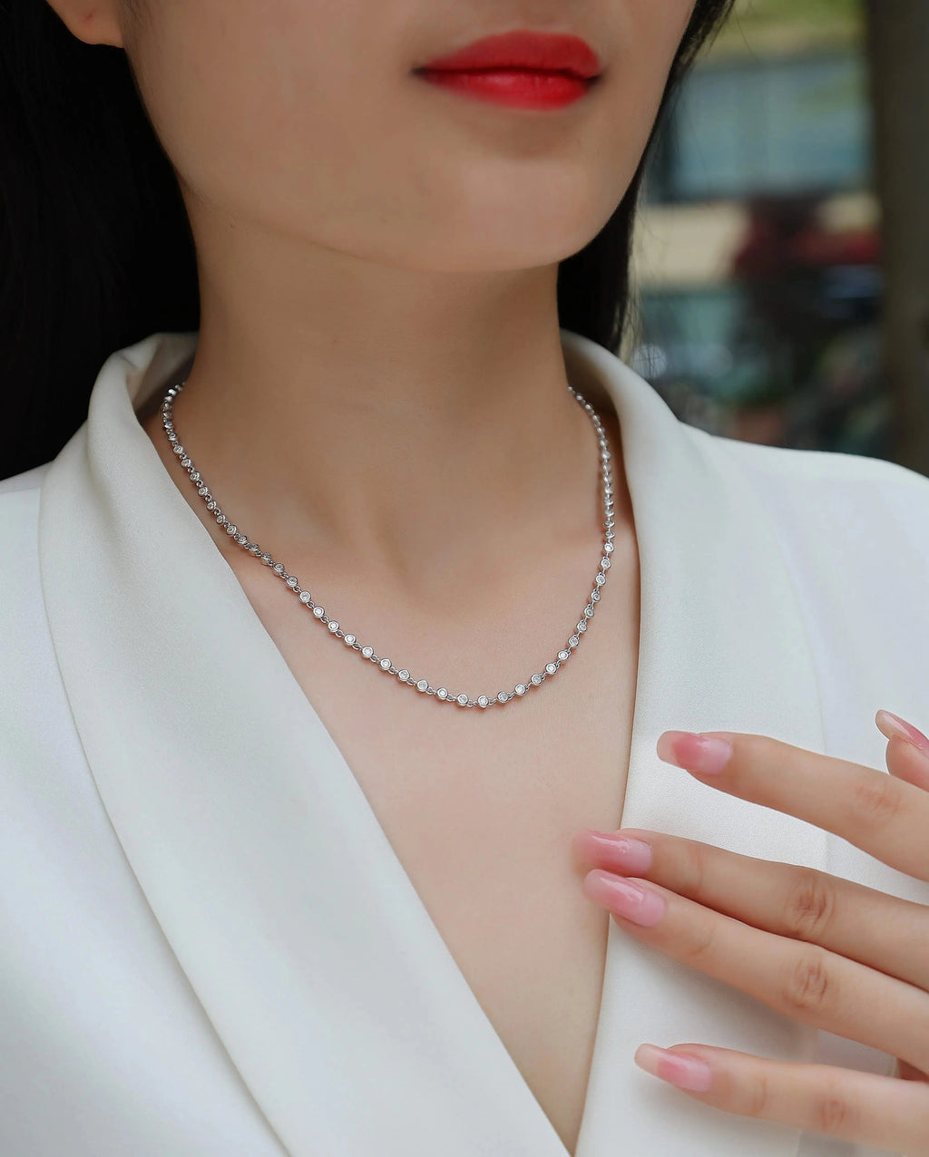 Ring Heart Whisper - A Fashionable And Light Luxury Jewelry Pendant Necklace Set With Top-quality Moissanite, S925 Silver Plated Platinum NP Collection