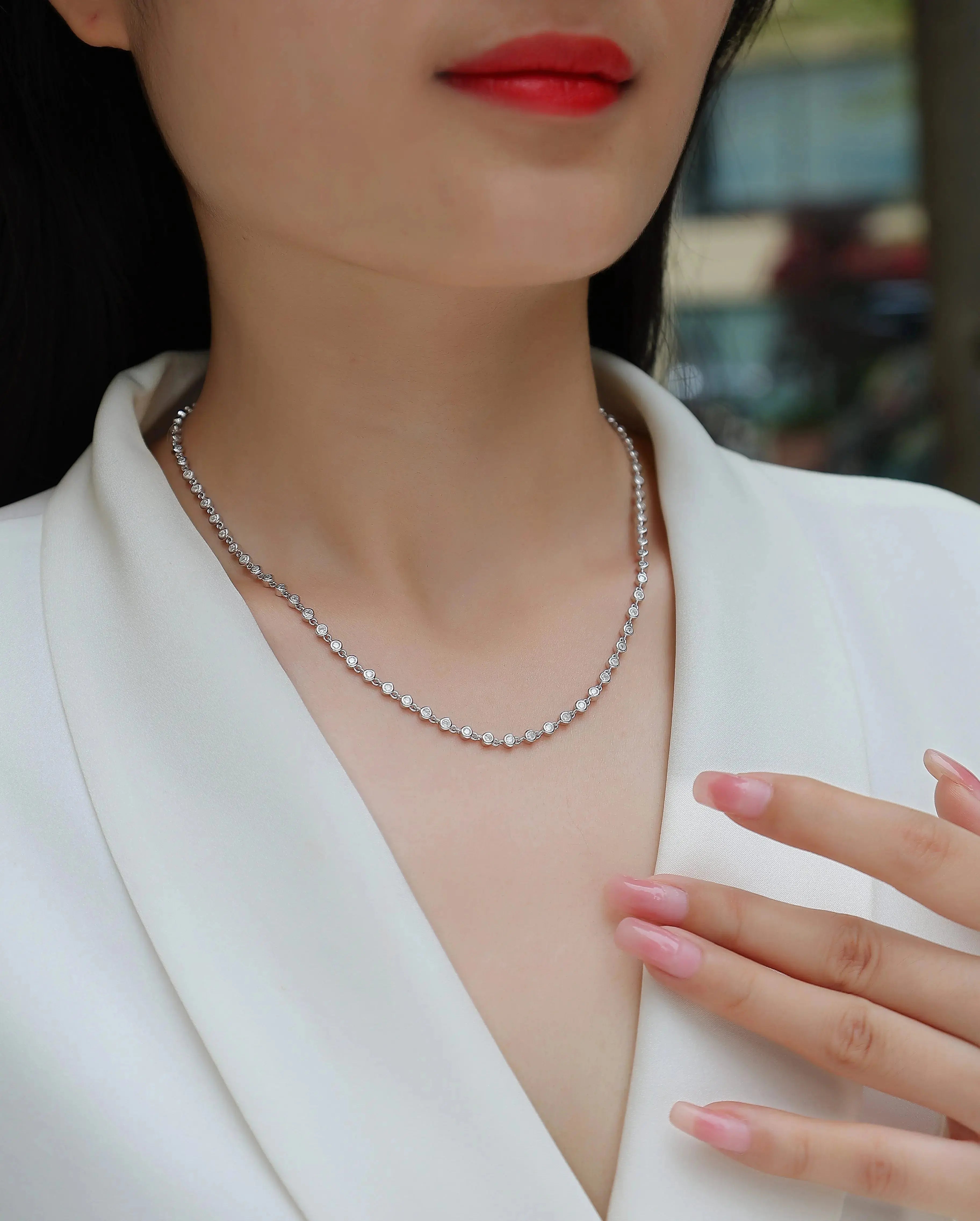 Ring Heart Whisper - A Fashionable And Light Luxury Jewelry Pendant Necklace Set With Top-quality Moissanite, S925 Silver Plated Platinum NP Collection