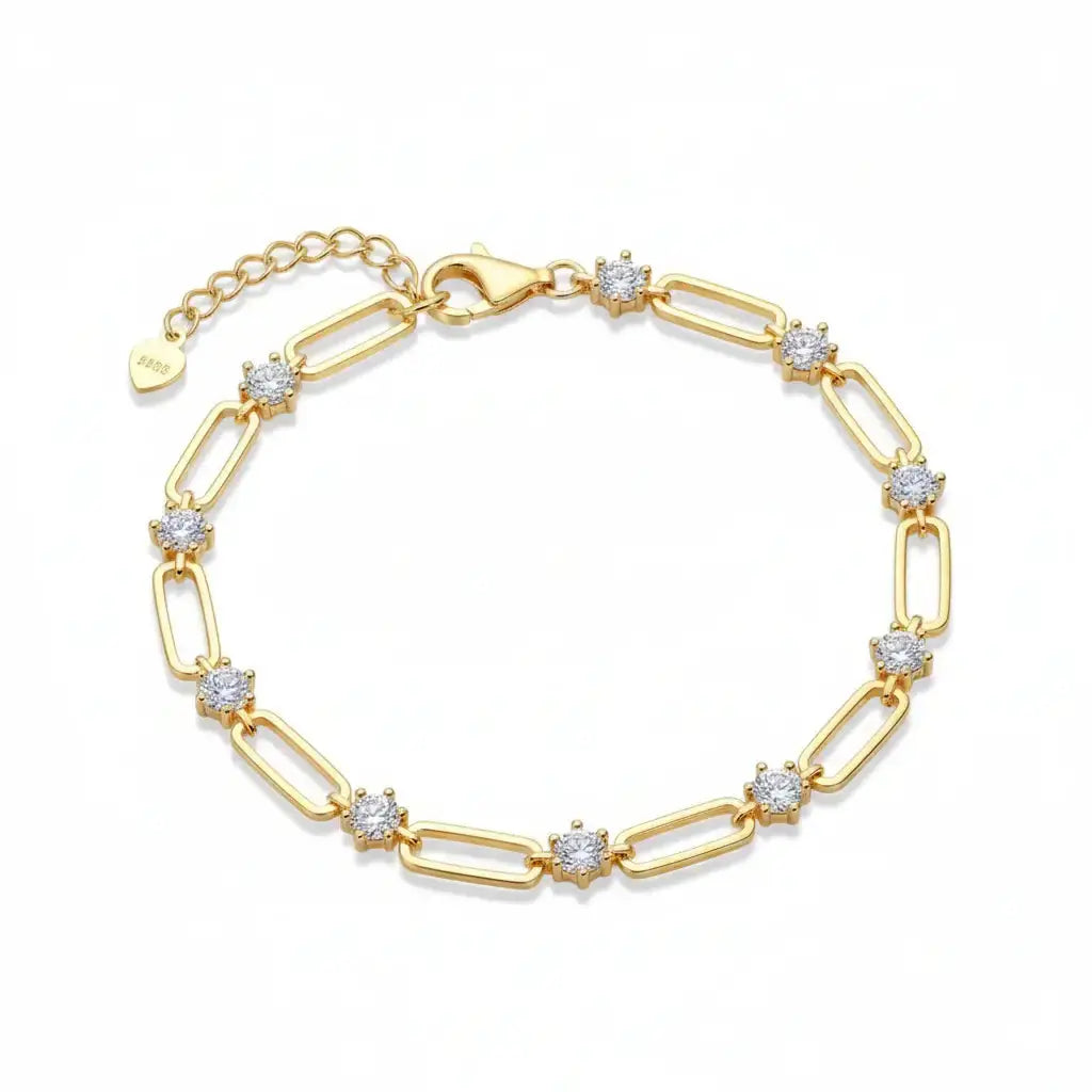 18K Gold Plated Moissanite Tennis Bracelet 925 Silver 