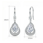 925 Sterling Silver Elegant Pear-Shaped Teardrop Halo Dangle Earrings in Sterling Silver Finish