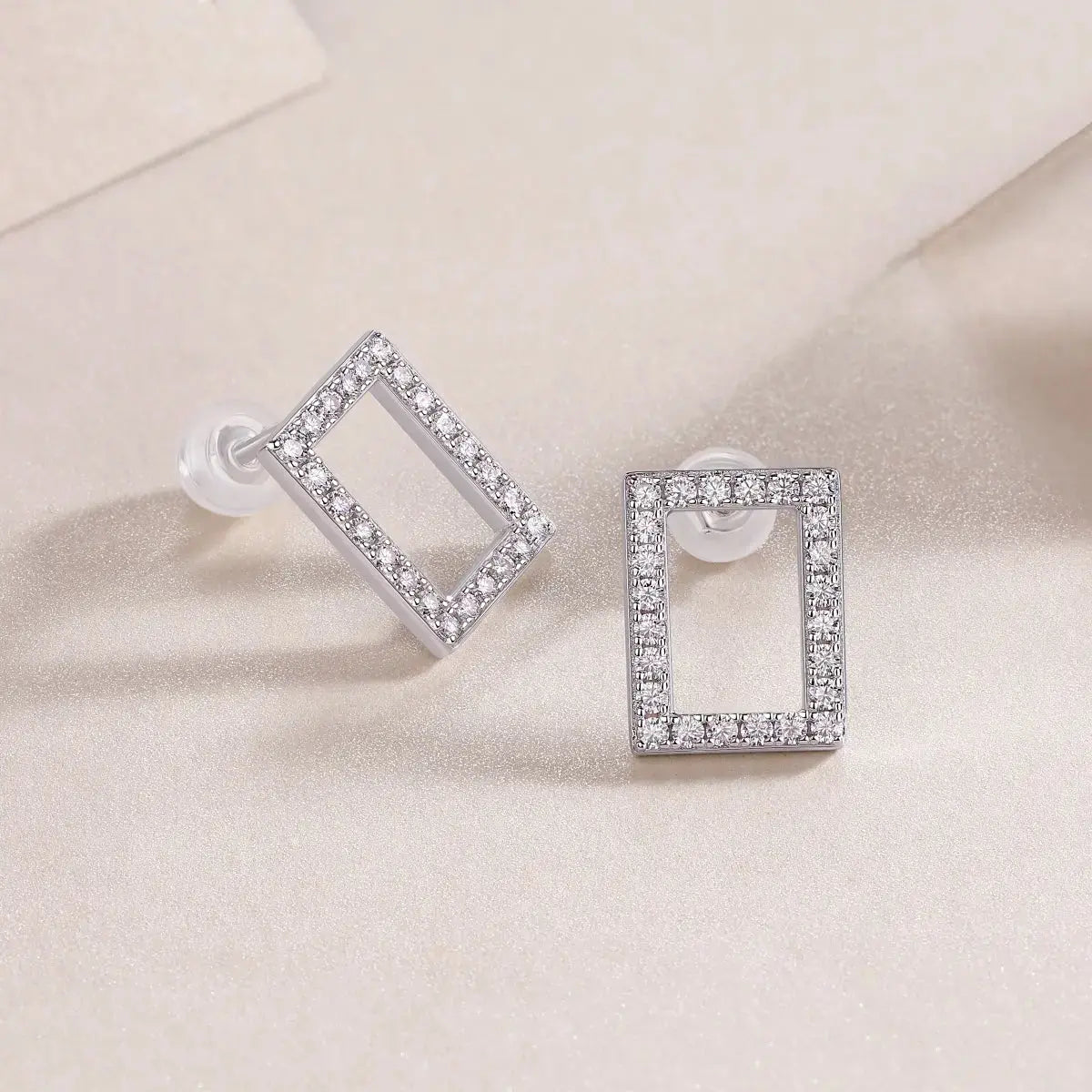 In Full Swing – Fashionable and Affordable Moissanite Stud Earrings in S925 Sterling Silver, Platinum Plated NP Collection