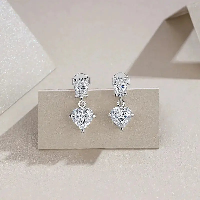 Moissanite Luxury And Fashionable Light Luxury Jewelry Silver Stud Earrings S925 Silver Plated Platinum NP Collection