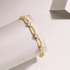 Set With Top-quality Moissanite, This Luxurious And Fashionable Light Luxury Trend Jewelry Silver Bracelet Is S925 Silver-plated With Gold NP Collection