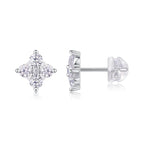 1Sweetheart French - Diamond Jewelry with Moissanite S925 Sterling Silver and Platinum-Plated Stud Earrings 