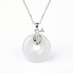 925 Sterling Silver Elegant Sterling Silver Dolphin and White Round Gemstone Pendant Necklace NP Collection