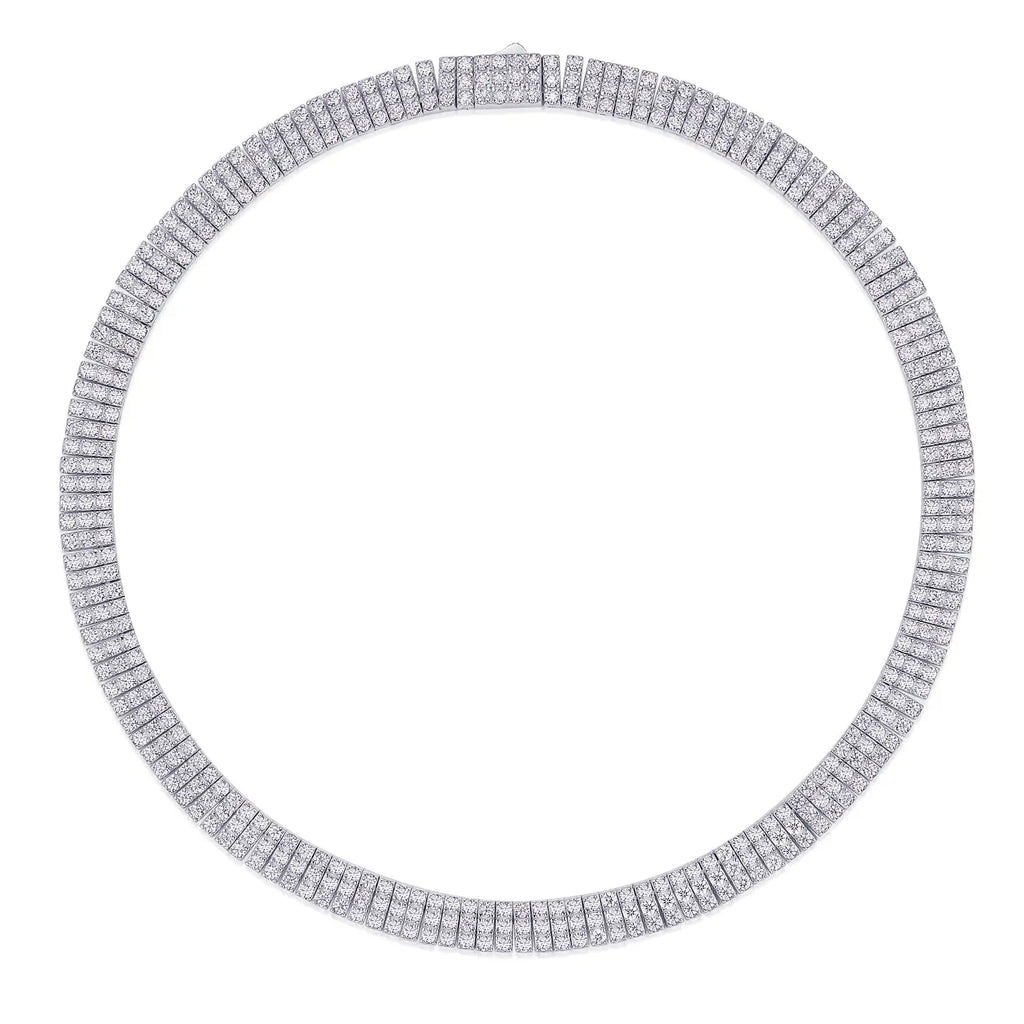 Aperture – Moissanite Luxury & Fashionable Silver Necklace, S925 Platinum Plated NP Collection