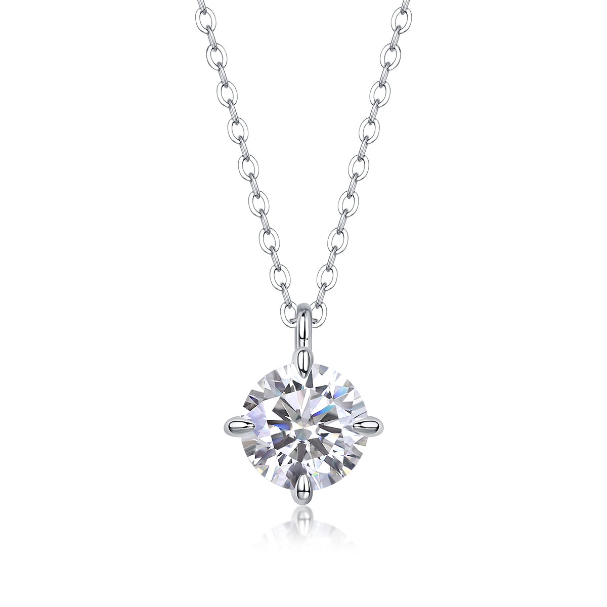Round And Smooth - 2-carat Moissan Diamonds, S925 Sterling Silver And Platinum-plated Pendant
