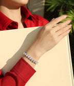 Love Daily - Luxurious And Fashionable Light Luxury Jewelry Silver Bracelet And Bracelet Set With Top-quality Moissanite, S925 Silver-plated Platinum NP Collection