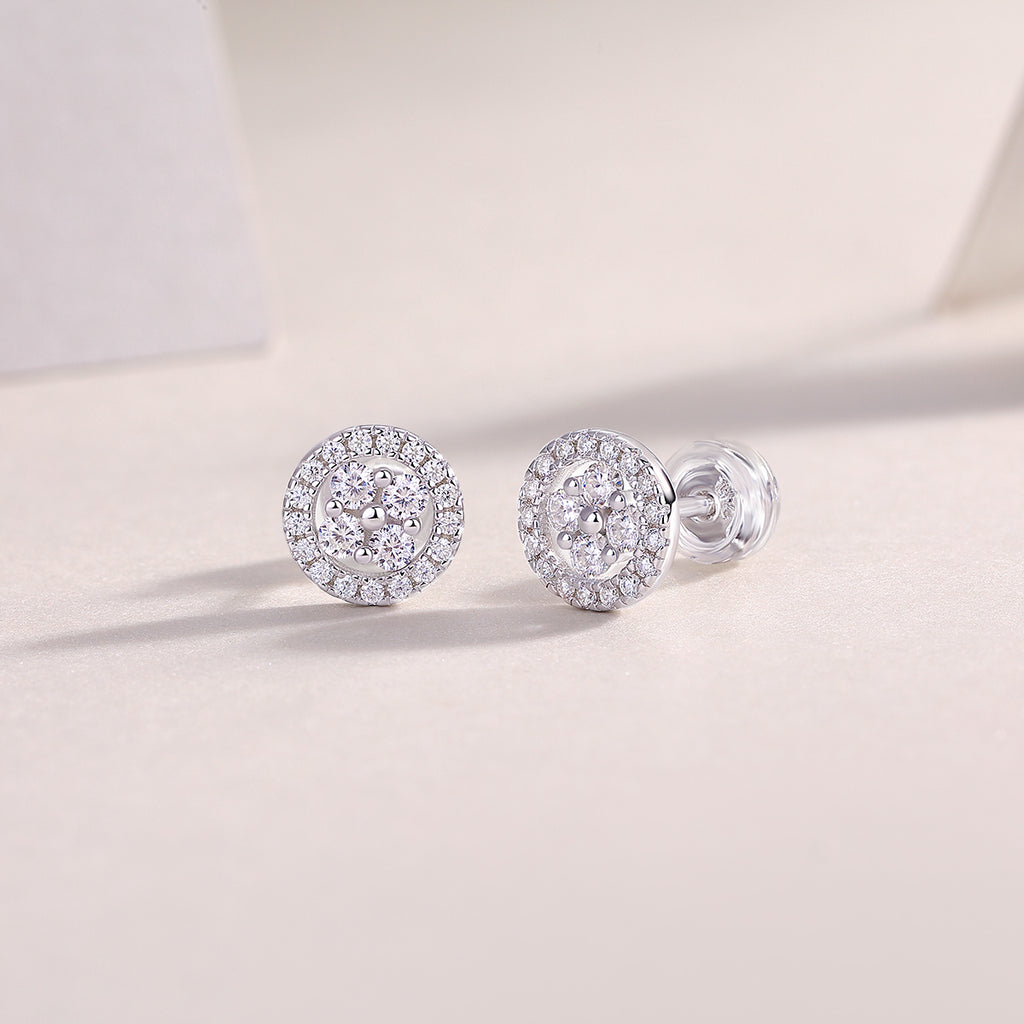 Silver Osmanthus - Moissanite S925 Sterling Silver And Platinum-plated Stud Earrings