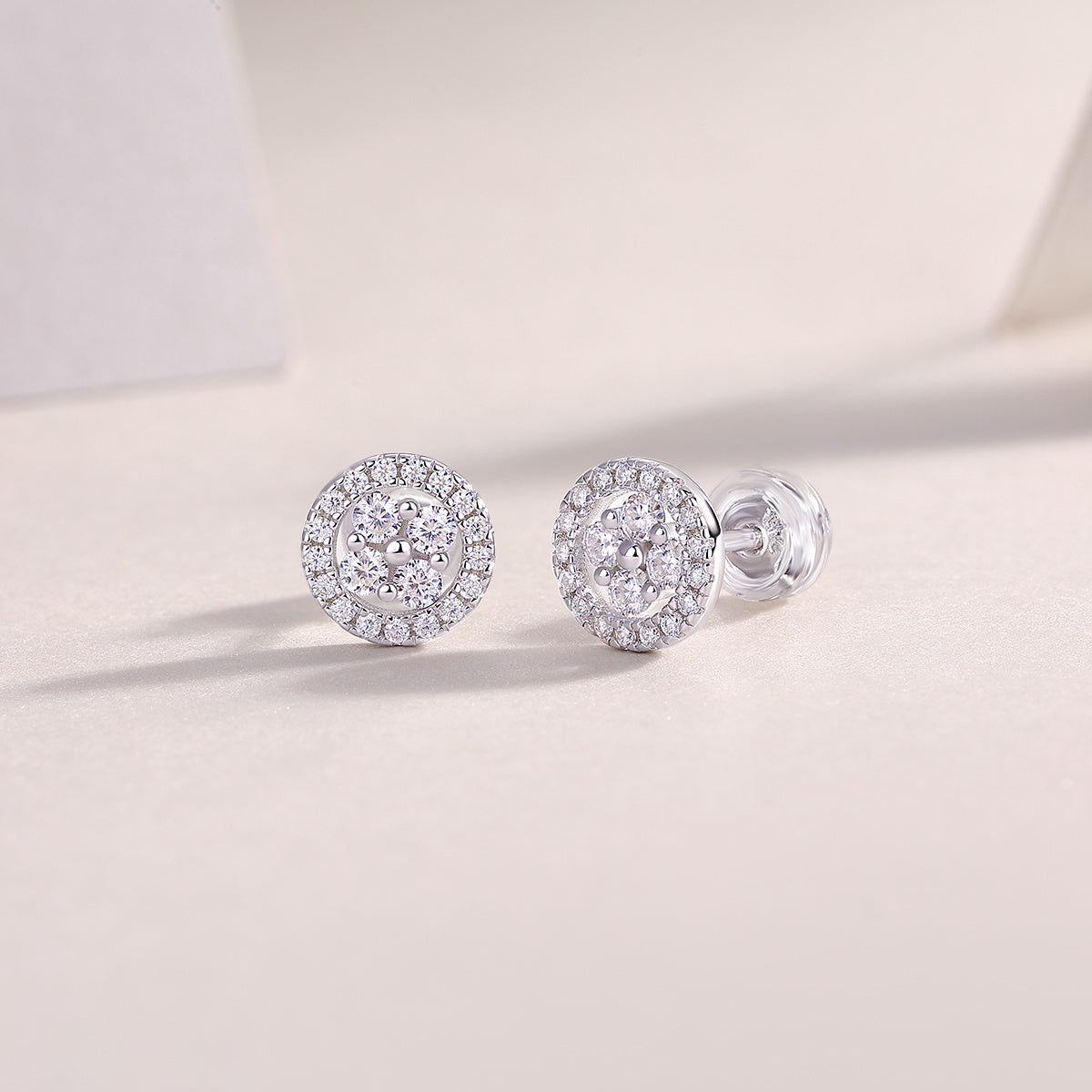 Silver Osmanthus - Moissanite S925 Sterling Silver And Platinum-plated Stud Earrings