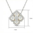 925 Sterling Silver Elegant Silver Mother-of-Pearl and Diamond Floral Pendant Necklace NP Collection