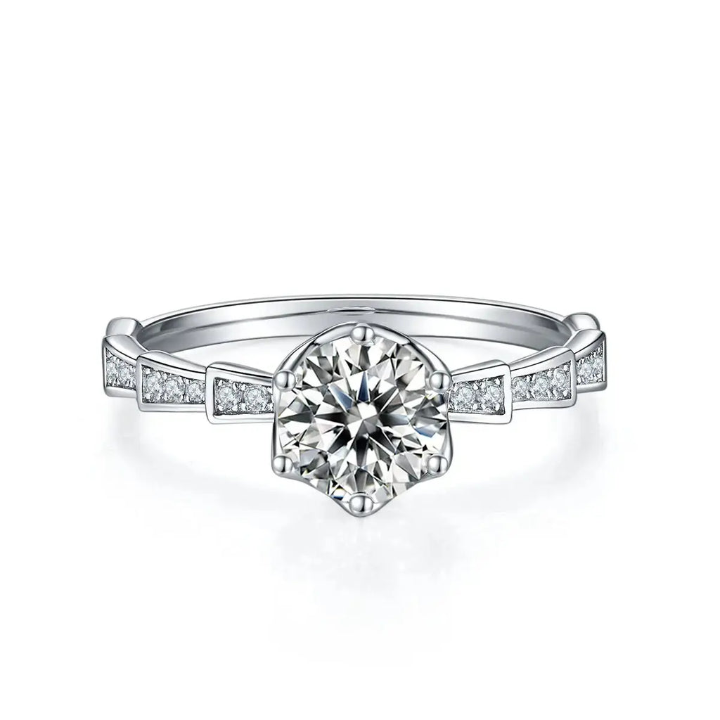 1-carat Luxury And Fashionable Light Luxury Jewelry Silver Ring Set With Top-quality Moissanite, S925 Silver Plated Platinum NP Collection