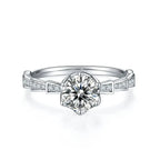 1-carat Luxury And Fashionable Light Luxury Jewelry Silver Ring Set With Top-quality Moissanite, S925 Silver Plated Platinum NP Collection