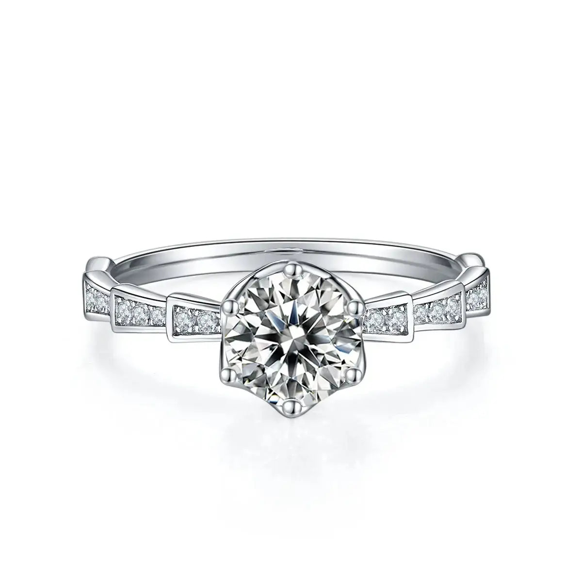 1-carat Luxury And Fashionable Light Luxury Jewelry Silver Ring Set With Top-quality Moissanite, S925 Silver Plated Platinum NP Collection