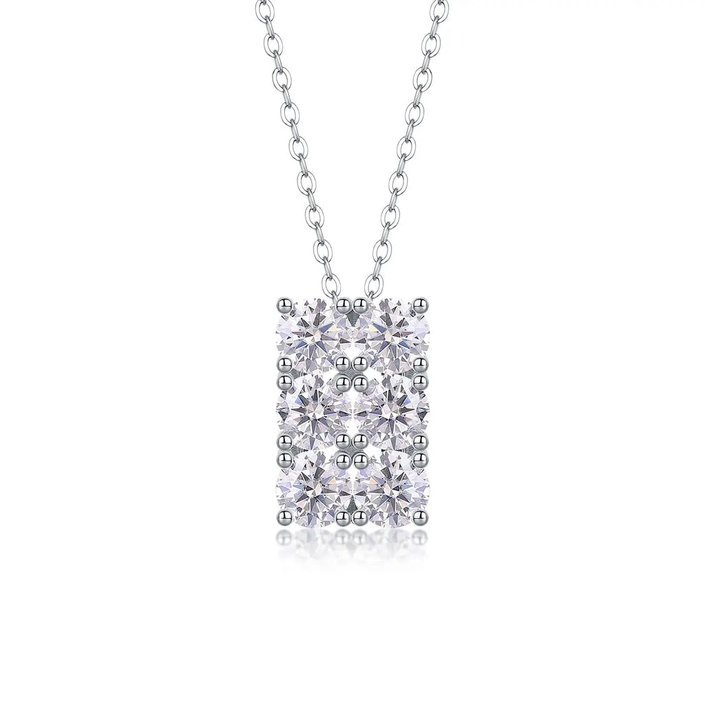 1Grand round Diamond Jewelry Piece Set with 0.5-Carat and 0.3-Carat Moissan Diamonds, S925 Sterling Silver and Platinum-Plated Pendant
