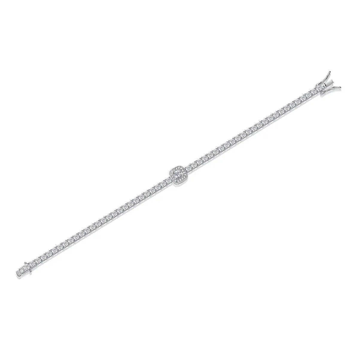 Set With Top-quality Moissanite, This Luxurious And Fashionable Light Luxury Jewelry Silver Bracelet Is Made Of S925 Silver Electroplated With Platinum NP Collection