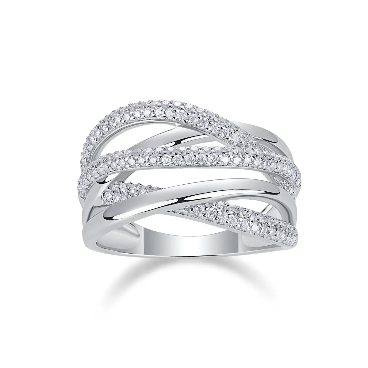 1Brilliant Interweaving Moissanite S925 Sterling Silver and Platinum-Plated Diamond Ring