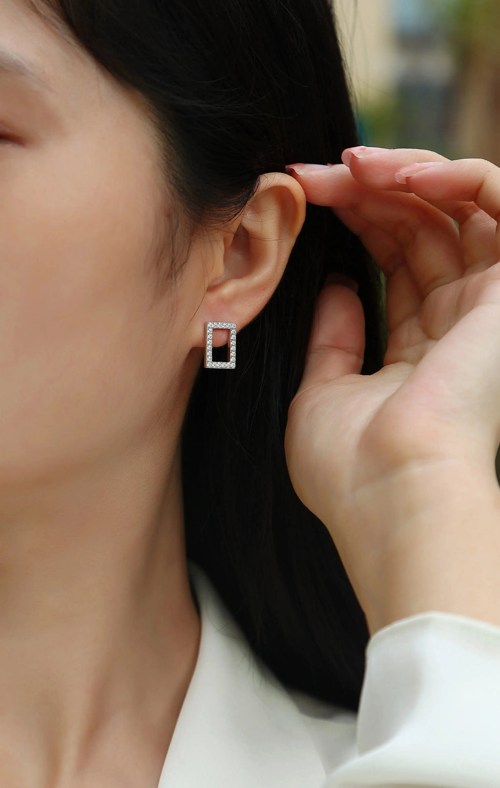 In Full Swing – Fashionable and Affordable Moissanite Stud Earrings in S925 Sterling Silver, Platinum Plated NP Collection
