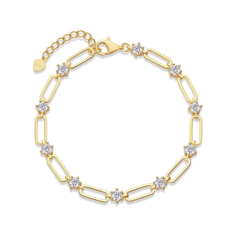 Moissanite S925 Gold-Plated Silver Bracelet – Luxurious Light Luxury Trend Jewelry NP Collection