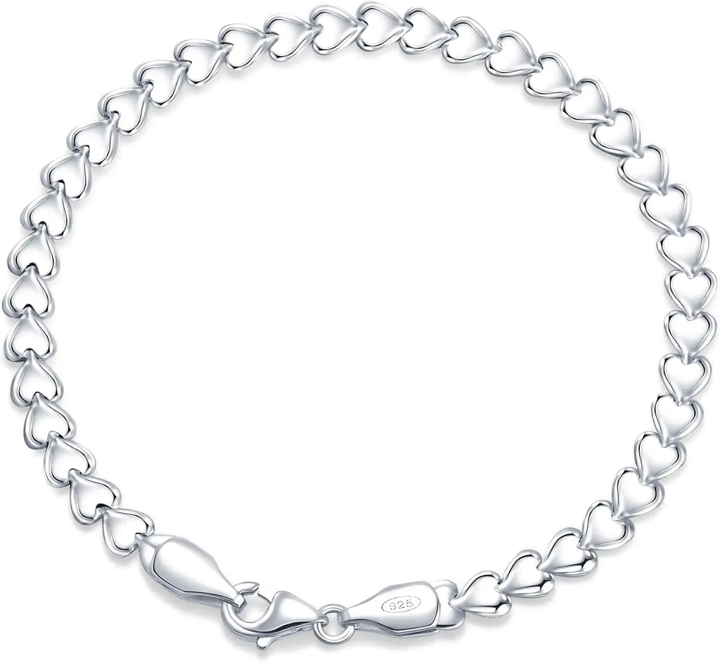 Sterling Silver Hypoallergenic Heart Bracelet Dainty 925 Silver Bracelet