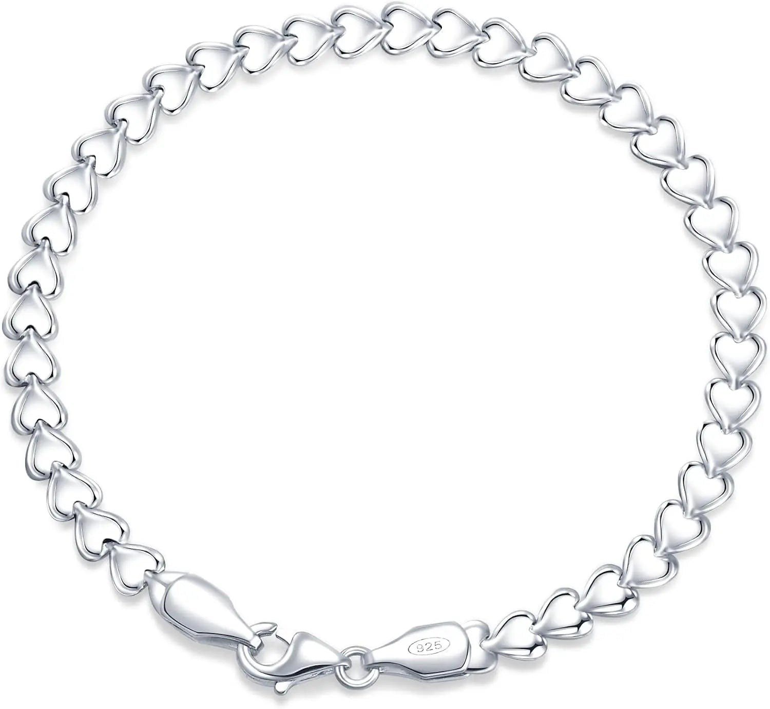 Sterling Silver Hypoallergenic Heart Bracelet Dainty 925 Silver Bracelet