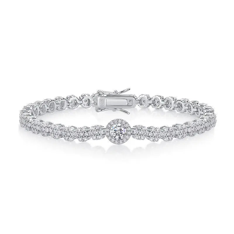 Moissanite, This Luxurious And Fashionable Light Luxury Trend Jewelry Silver Bracelet Is Made Of S925 Silver Electroplated With Platinum NP Collection