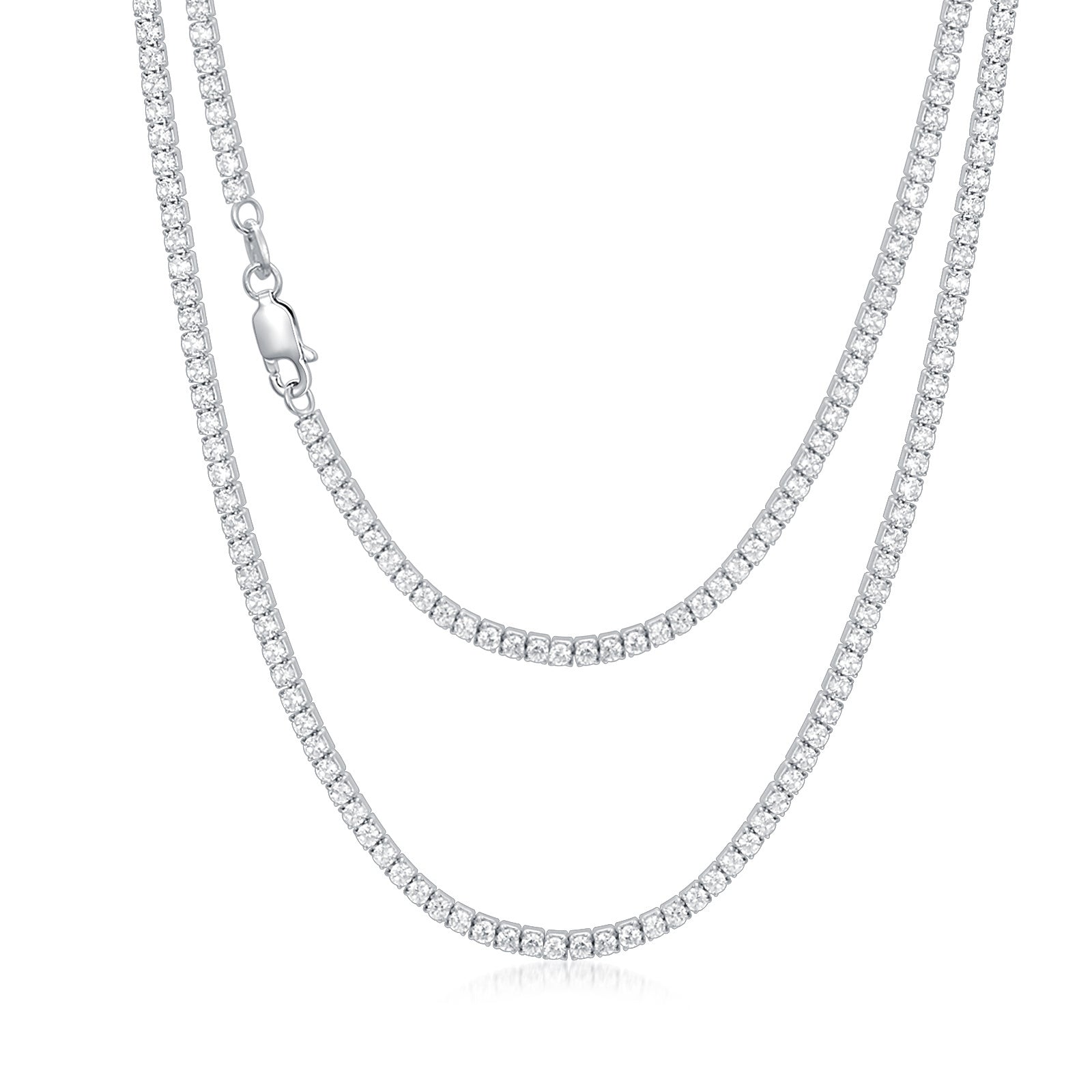925 Sterling Silver Tennis Chain Authentic Cubic Zirconia Chain Necklace