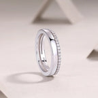 1Double Ring Shadow Ring with Moissanite S925 Sterling Silver and Platinum-Plated Diamond