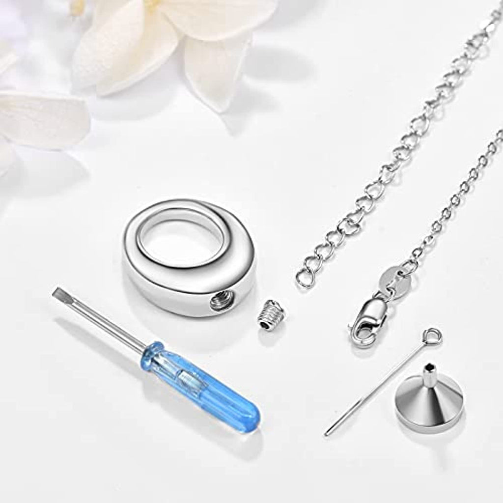 Oval Ashes Necklace Cremation Jewelry Urn 925 Sterling Silver Necklace