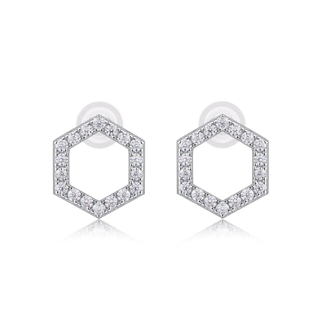 Empowering the Future - Moissanite S925 Sterling Silver and Platinum-Plated Stud Earrings 