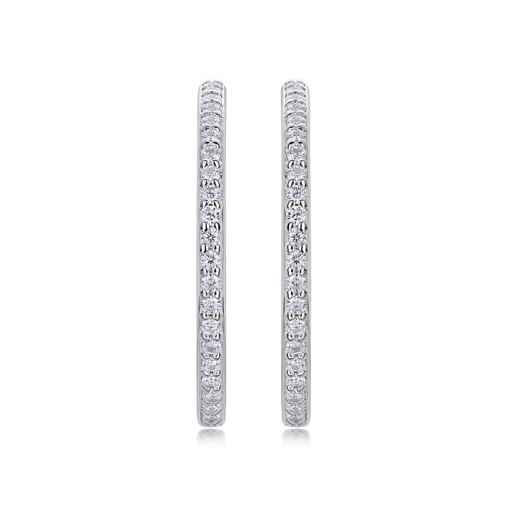 Ribbon - Square Moissanite S925 Sterling Silver Earrings With Platinum-plated Stud