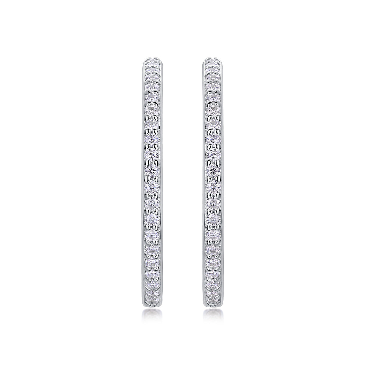 Ribbon - Square Moissanite S925 Sterling Silver Earrings With Platinum-plated Stud