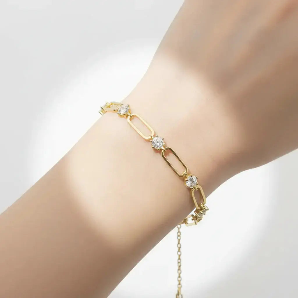 18K Gold Plated Moissanite Tennis Bracelet 925 Silver 