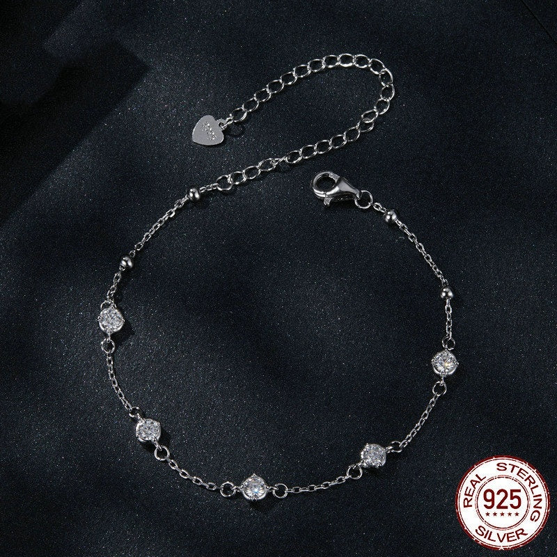 S925 Sterling Silver Simple Classic Starry Moissanite Bracelet