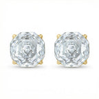 925 Sterling Silver Elegant Asscher Cut Brilliant Gemstone Stud Earrings in Polished Metal Setting