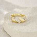 Moissanite S925 Sterling Silver And Gold-plated Diamond Ring
