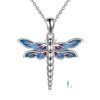 Sterling Silver Dragonfly Urn for Ashes Opal Dragonfly Cremation Necklace