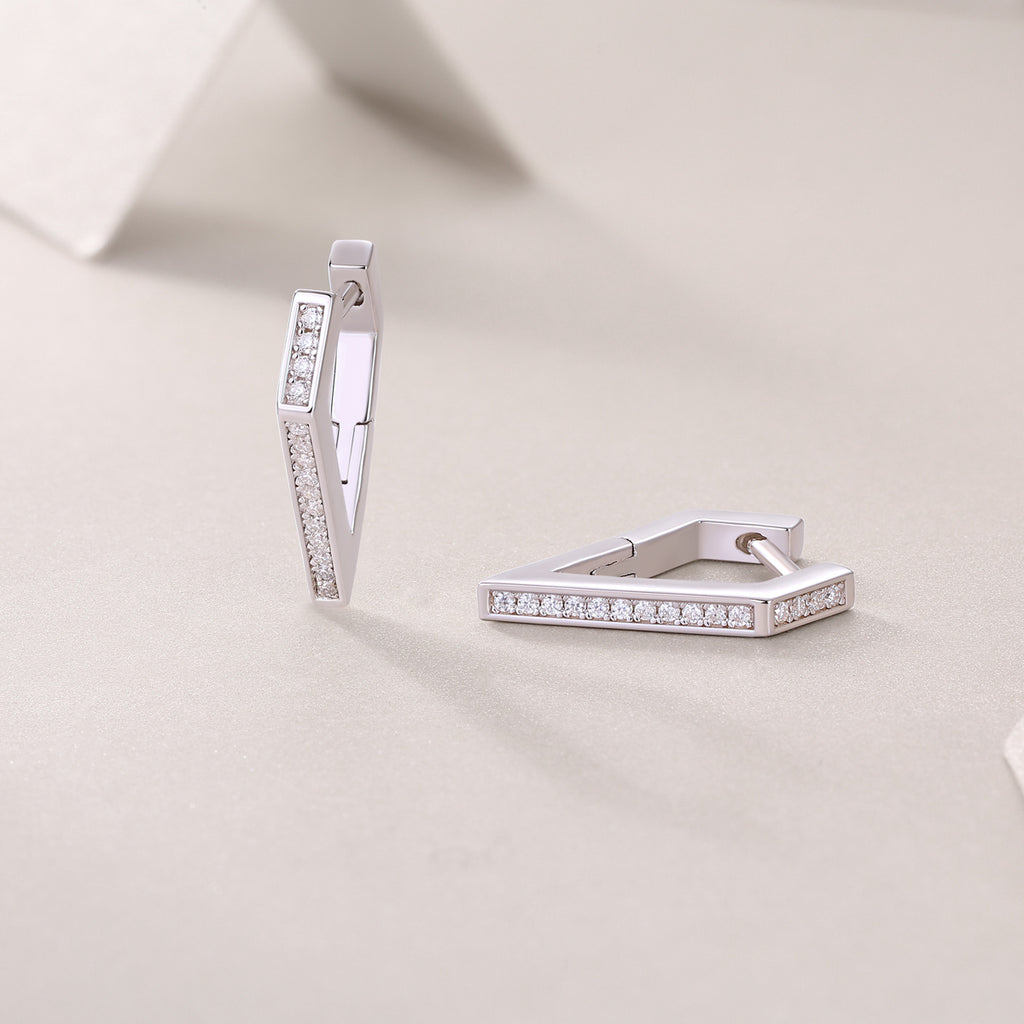 Diamond Jewelry With Moissanite S925 Sterling Silver And Platinum-plated Stud Earrings